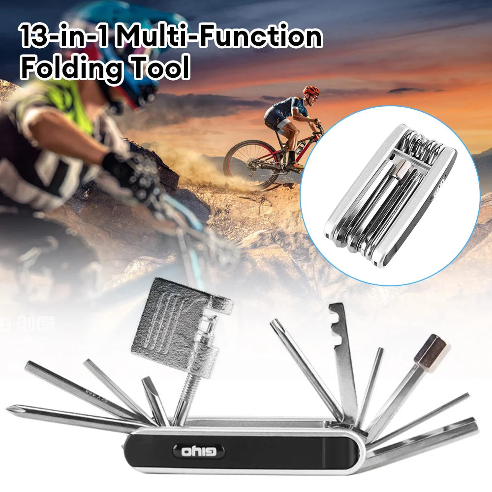 13 in 1 Bicycle Repair Tools Kit Portable MTB Road Bike Maintenance Tool Set Hex Spoke Screwdrivers Tyre Lever Allen Wrench