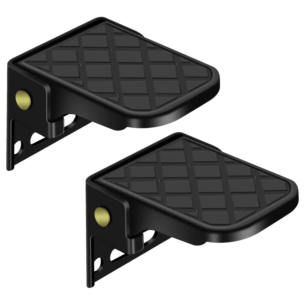 2PC Folding Truck Step with Anti-Slip Surface Adjustable Tailgate Ladder for RV Campers Dump Trailer Safety Foot Accessories