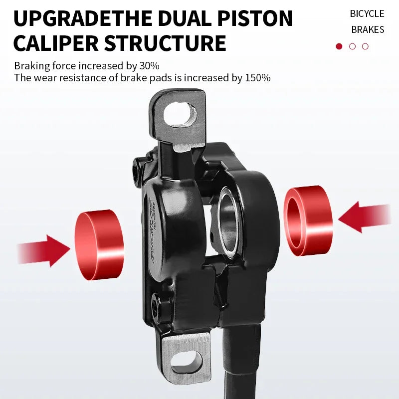 Electric Bicycle Brakes 2 Piston Hydraulic Disc Brake Bike/Scooter Brakes Kit 1100/1800mm Folding Bike Disc Brake Set Power-off