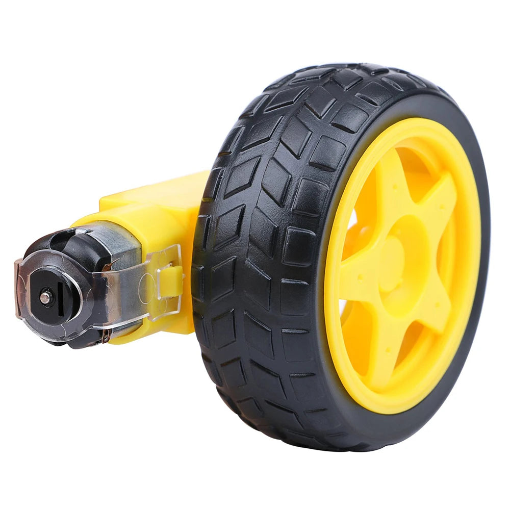 4Pcs DC Electric Motor 3-6V Dual Shaft Geared TT DC Motor Magnetic Gearbox Engine with 4Pcs Smart RC Car Robot Tire Whee