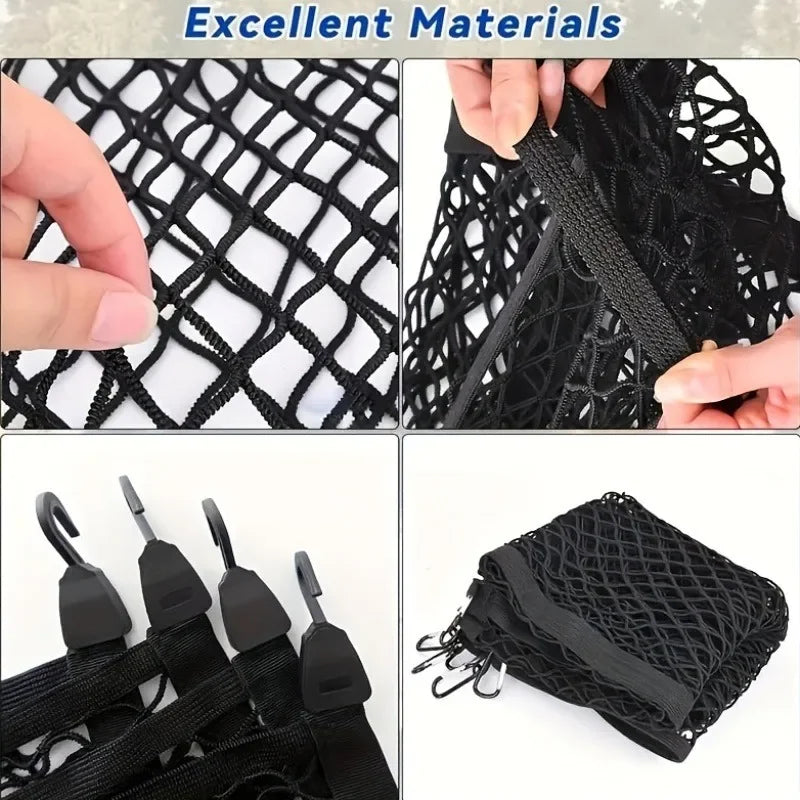 Universal Truck Bed Net Elastic Cargo Mesh Polyester Tailgate Organizer Multi Purpose Light Load Secure Transport Easy Install