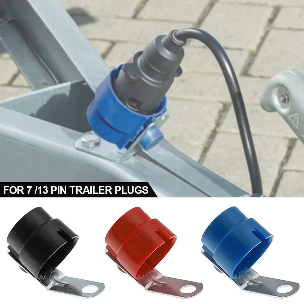 Round Trailer Plug Holder Connector Trailer Dirt Protection Plug ABS Adapter for 7 /13 Pin Plugs Truck Hitch Car Accessories