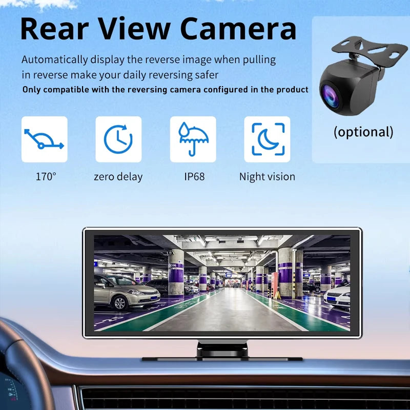 11.26 inch IPS Touch Screen Multimedia Video Player Portable 4K DVR Wireless CarPlay/Android Auto Dual Lens Driving Recorder