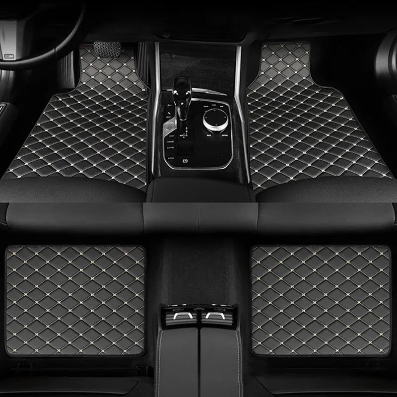 SEAMETAL Car Floor Mats PU Waterproof Foot Pads 4Pcs Universal Auto Carpet Interior Floor Mat Anti Scratch Feet Pads Cushion