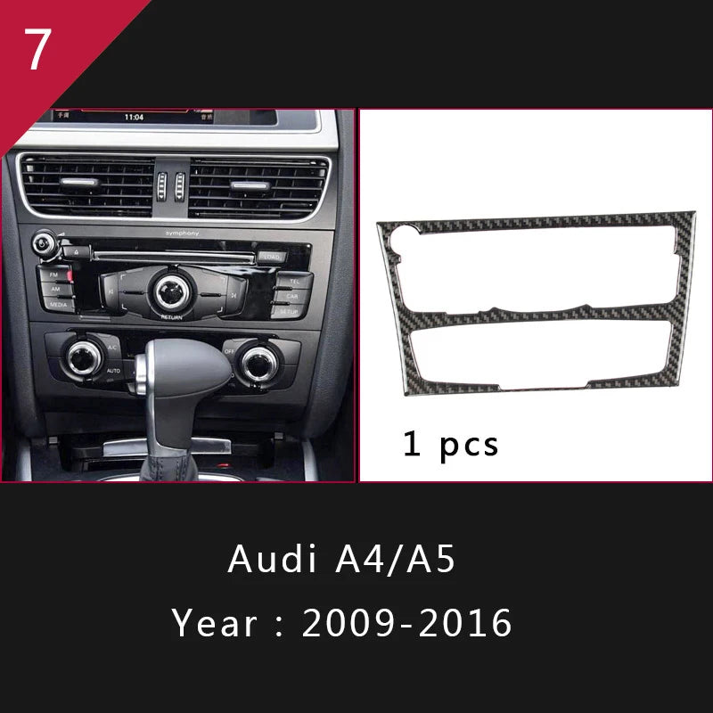 For Audi A4 S4 RS4 B8 8K A5 S5 RS5 8T 8F Carbon Fiber Interior Auto Gear Shift Panel Cover Frame Trim Sticker Car Accessories