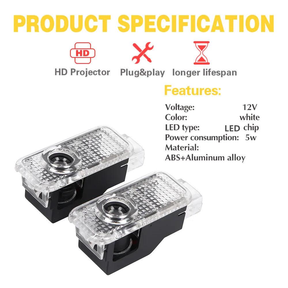 LED Car Door Interior Welcome Ghost Shadow Light Accessories For AUDI TT Q3 Q5 Q7 Q8 A1 A3 8P 8L A4 B9 A5 A6 C6 A7 A8 Sportback