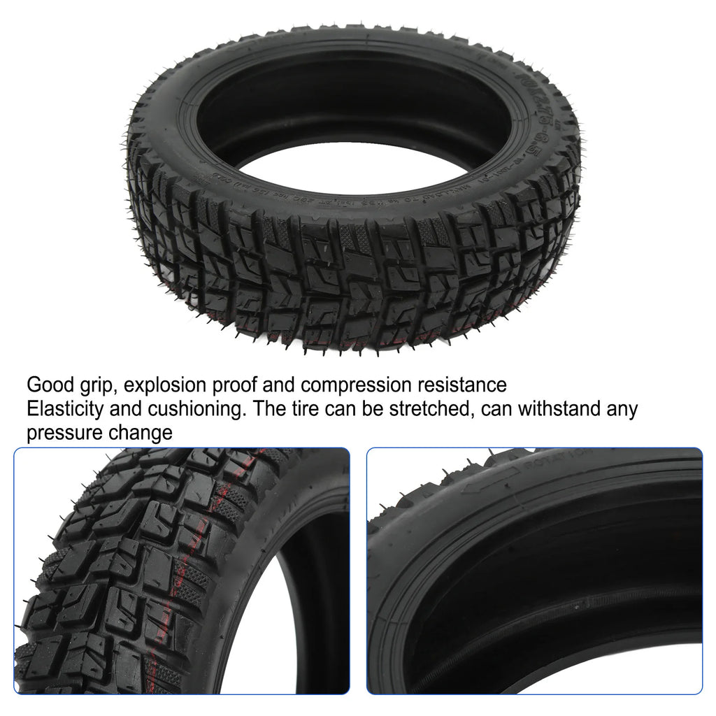 10x2.75‑6.5 Tubeless Tire 10 Inch Electric Scooter Tubeless Tyre Strong Shock Absorption Thickened Elasticity for Safe Cycling