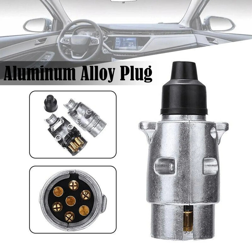 7 Pin Aluminium Alloy Plug Trailer Truck Towing Electrics Durable 12V Connector EU Plug Professional Replacement For Truck
