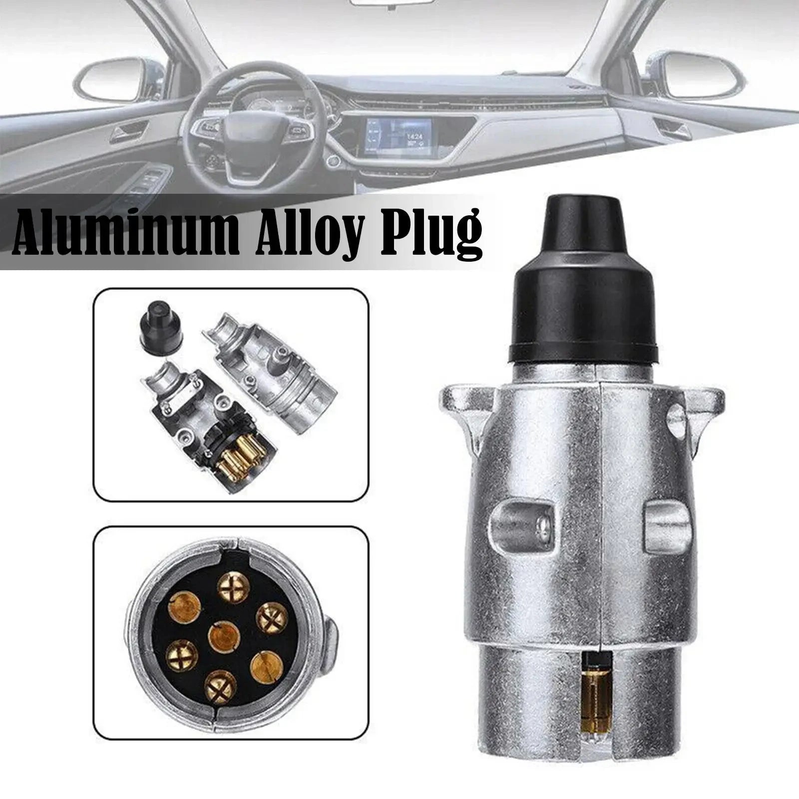 7 Pin Aluminium Alloy Plug Trailer Truck Towing Electrics Durable 12V Connector EU Plug Professional Replacement For Truck