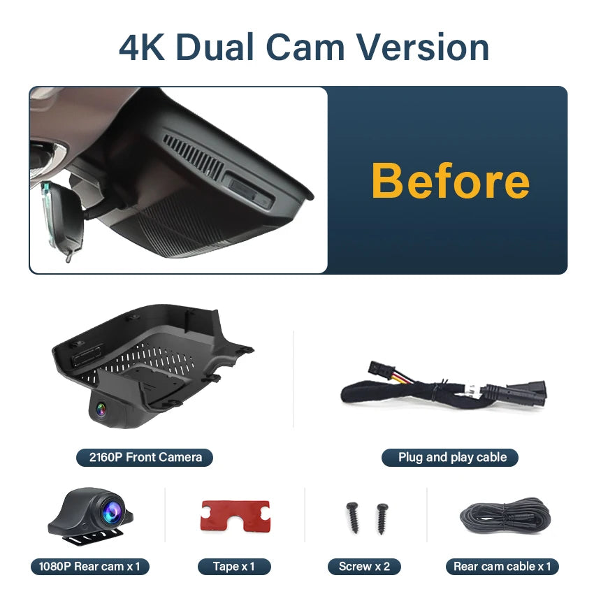 Dash Cam For Chery Exeed RX Yaoguang Omoda C9 9 2023-2025 4K 2160P Car DVR DashCam Camera Night Vision Recorder Plug and play
