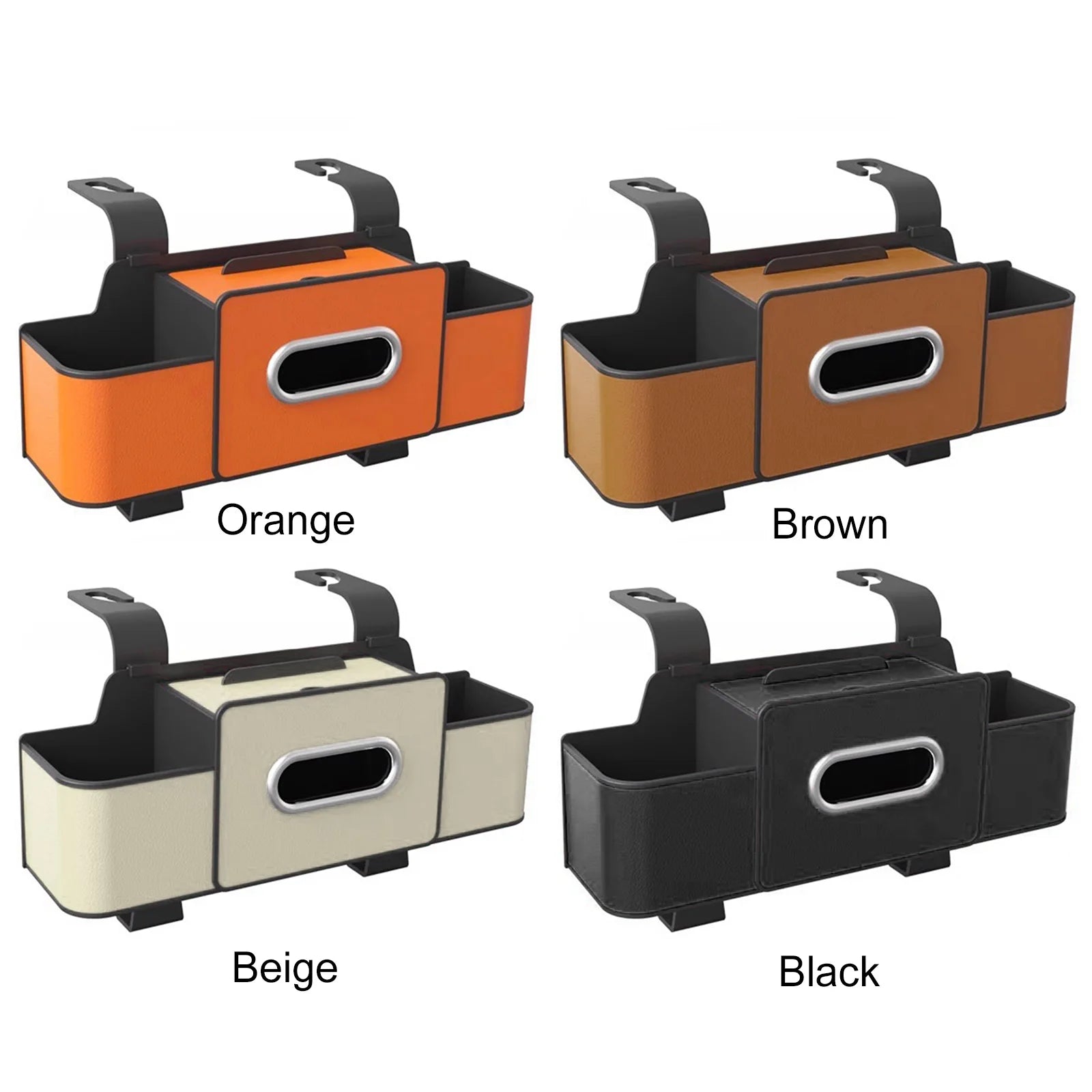 Multifunctional Car Organizer with Cup Holder Tissue Box and Hooks Vehicle Seat Back Hanging Storage Box Travel Accessories