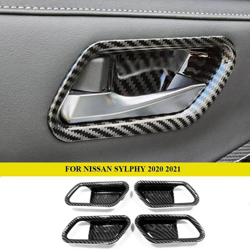 Car Interior Accessories For Nissan Bluebird Sylphy 2020 2021 2022 ABS Carbon Fiber Front Center Air Outlet Vent Cover Trim