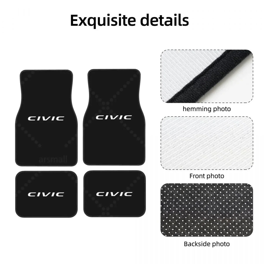 Civic Car Floormat Heavy Duty Front Rear Rubber Floor Mats Carpet Floor Protection Fits Most Vehicles