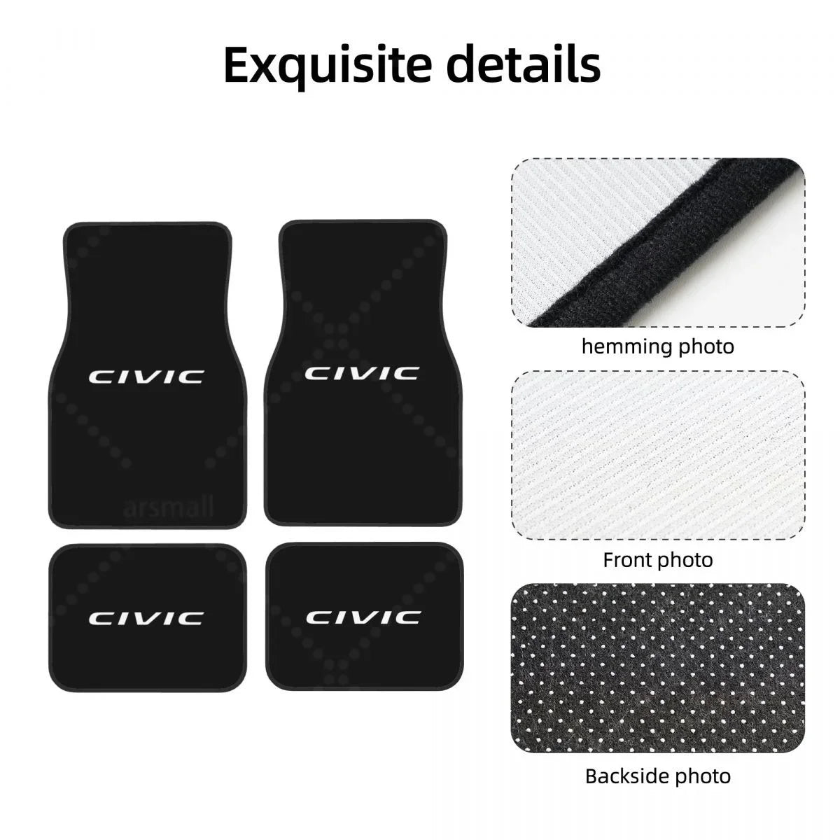 Civic Car Floormat Heavy Duty Front Rear Rubber Floor Mats Carpet Floor Protection Fits Most Vehicles