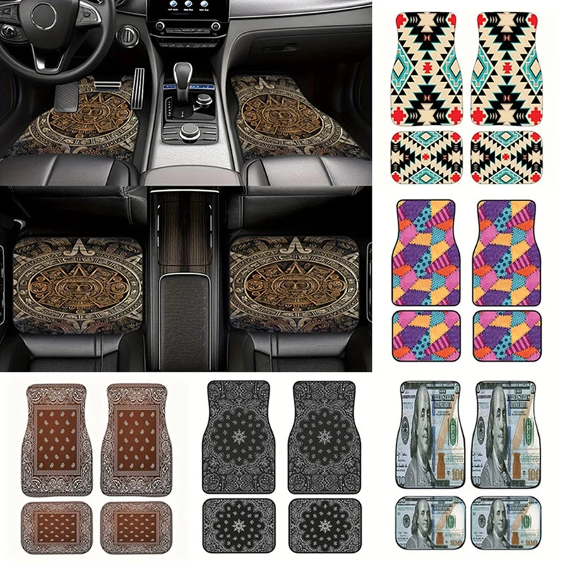 4PCS/Set Car Floor Mats Car Floor Protector Bohemia Carpet Rugs Universal Auto Foot Pad Set Auto Accessories Car Decoration