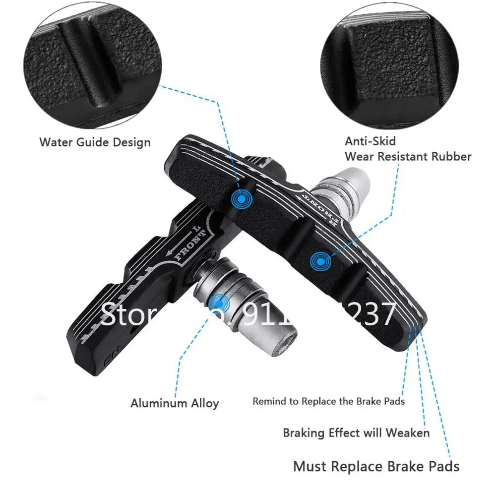 A Pair(2 Pcs) Durable Bicycle Silent Brake Pads Cycling V Brake Holder Pads Shoes Blocks Rubber Pad for Long-lasting Performance