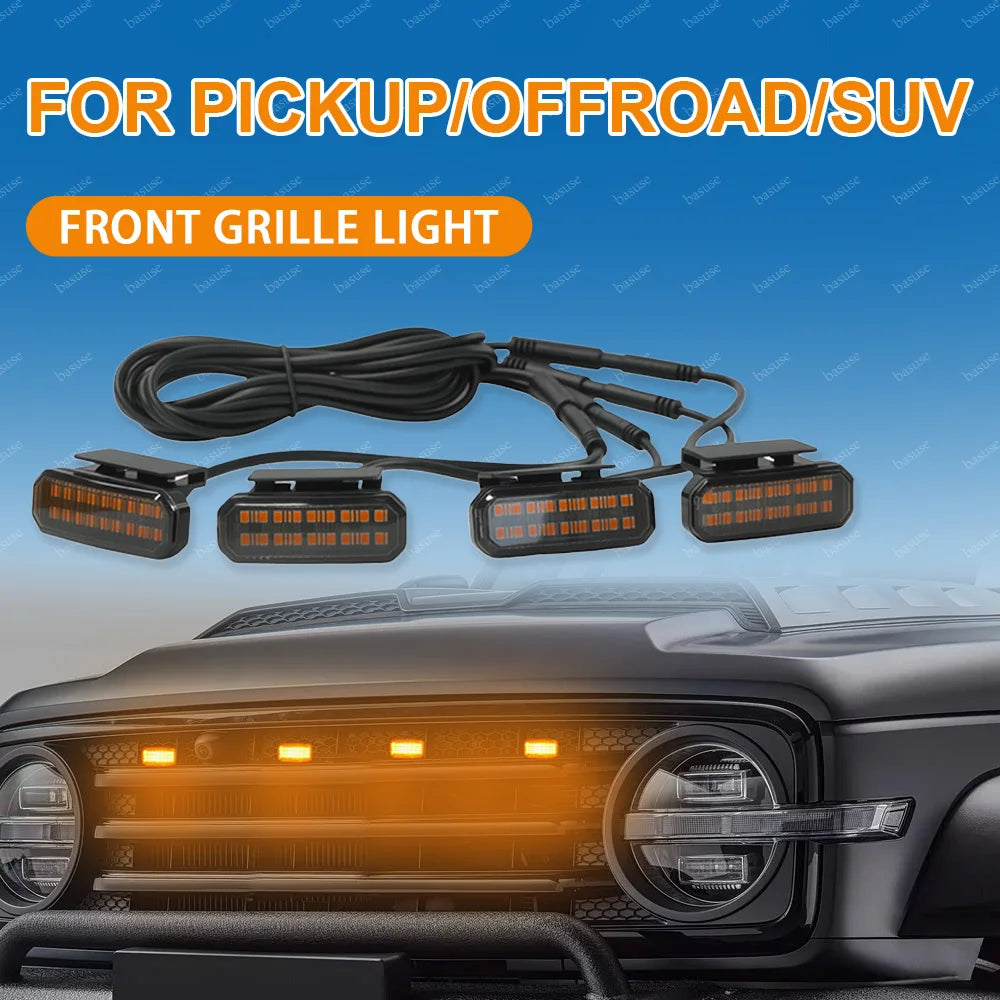 LED Front Grille Light For Pickup Offroad Suv Car Daytime Running Light Wheel Eyebrow Lamp 12V
