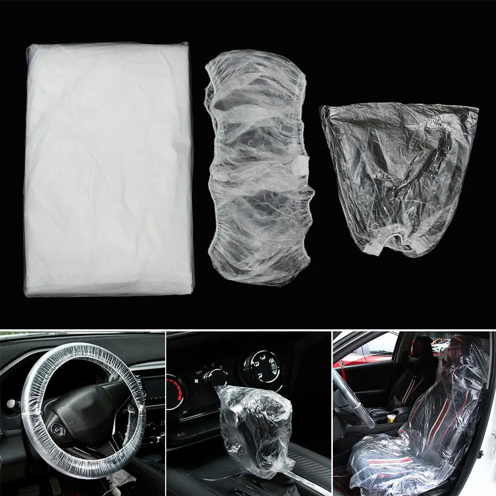 Universal 10/20/50pcs Car Steering Wheel Cover Seat Cover Car Lever Cover For Disposable Plastic Covers