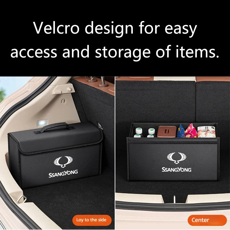 Car Trunk Organizer Box Foldable Storage Tidying Bag Auto Accessories For Ssangyong Rexton Tivoli Musso Kyron Korando Actyon