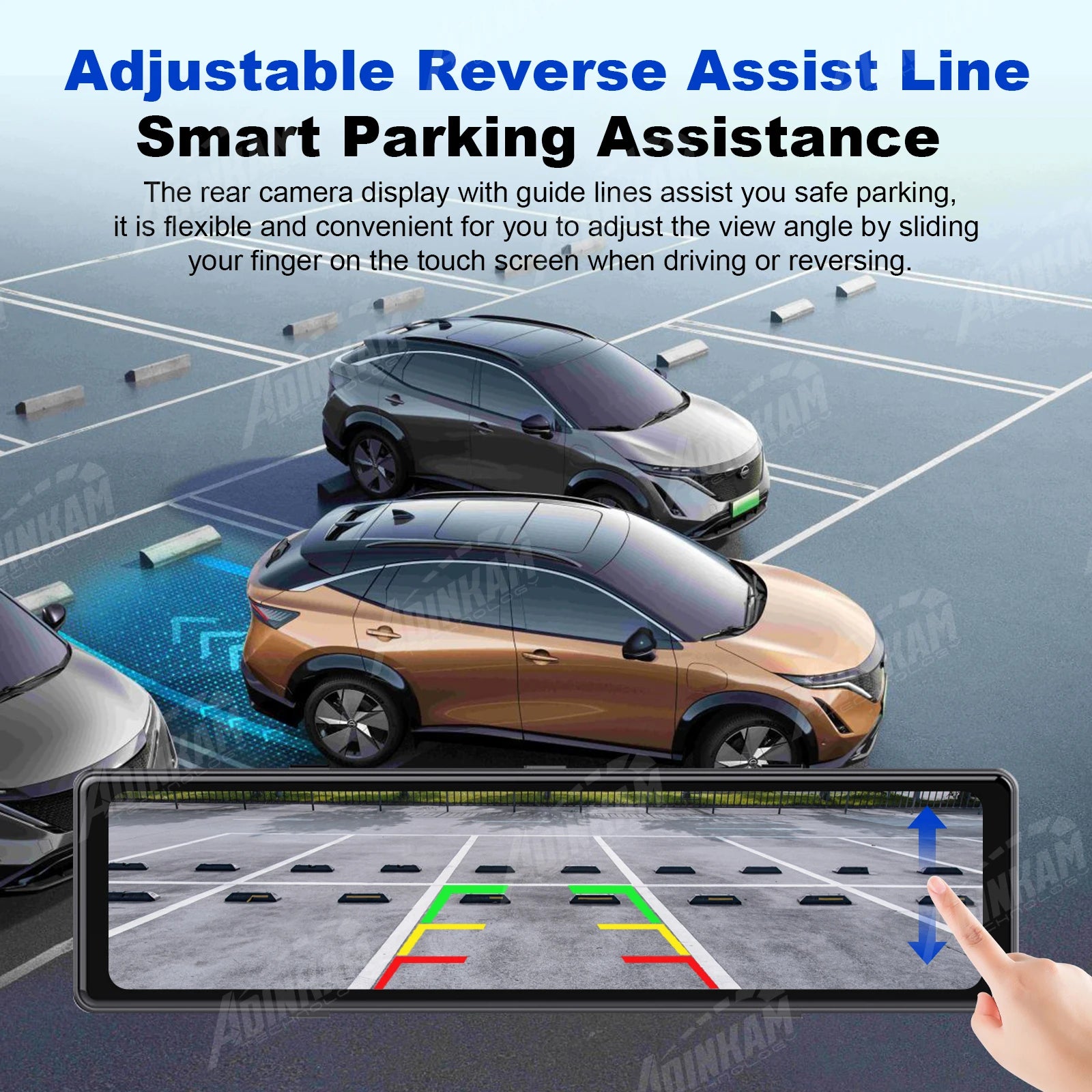 Adinkam 4CH Mstar Dash Cam 12 ''WIFI Rear View Mirror 4 Cameras  Side Fisheye Golden Lens Full HD Night Vision Parking Monitor