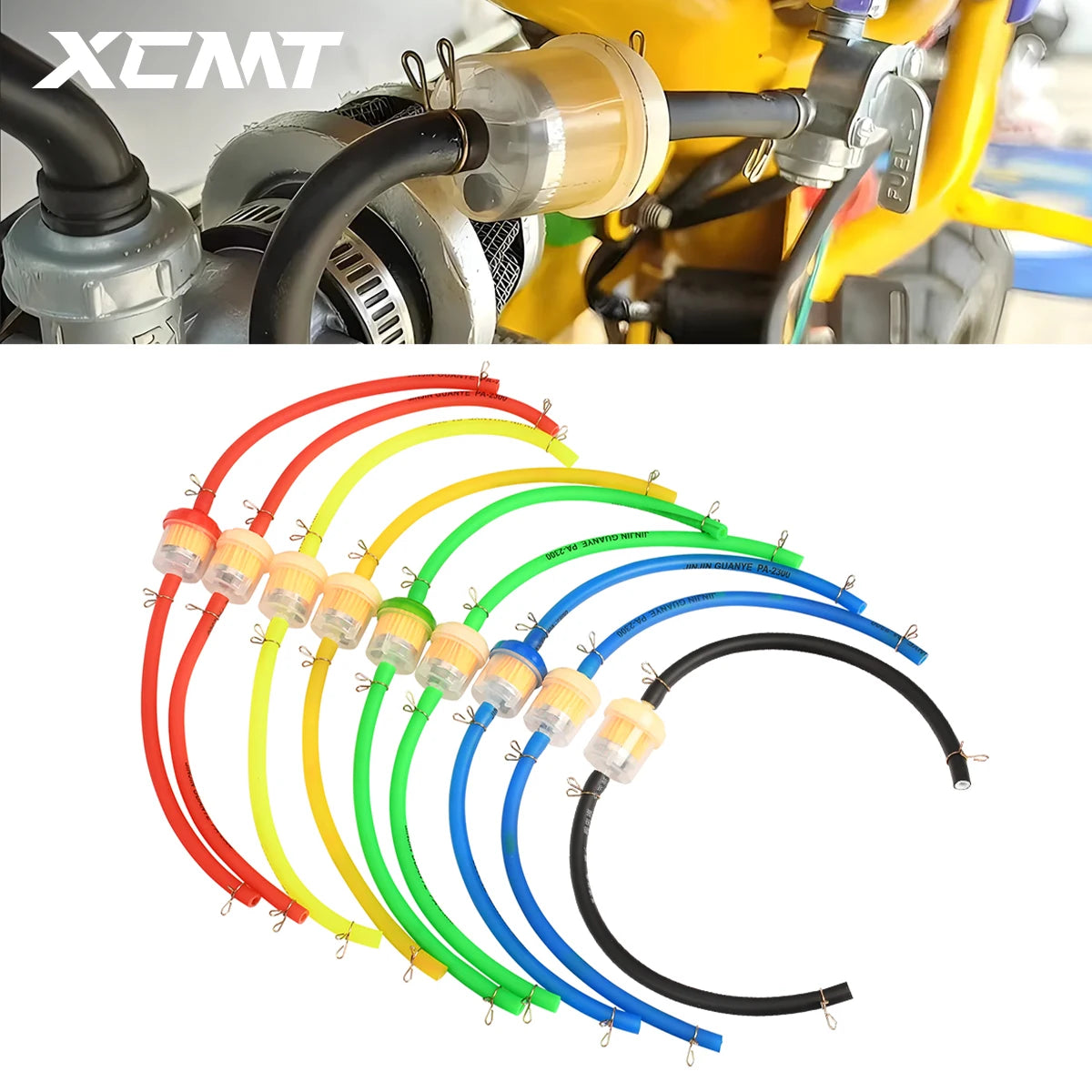 Motorcycle Universal Gas Fuel Filters and Fuel Pipe For 49cc 50cc 110cc 125cc Motocross Dirt Pit Bike Moped Scooter ATV Go Kart