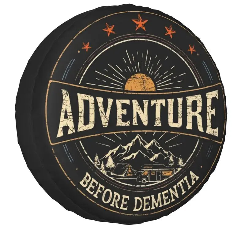 Funny Adventure Camper Travel Tire Cover for Car Wheel Protector Covers Universal for Trailer SUV Truck Camper Travel Trailer