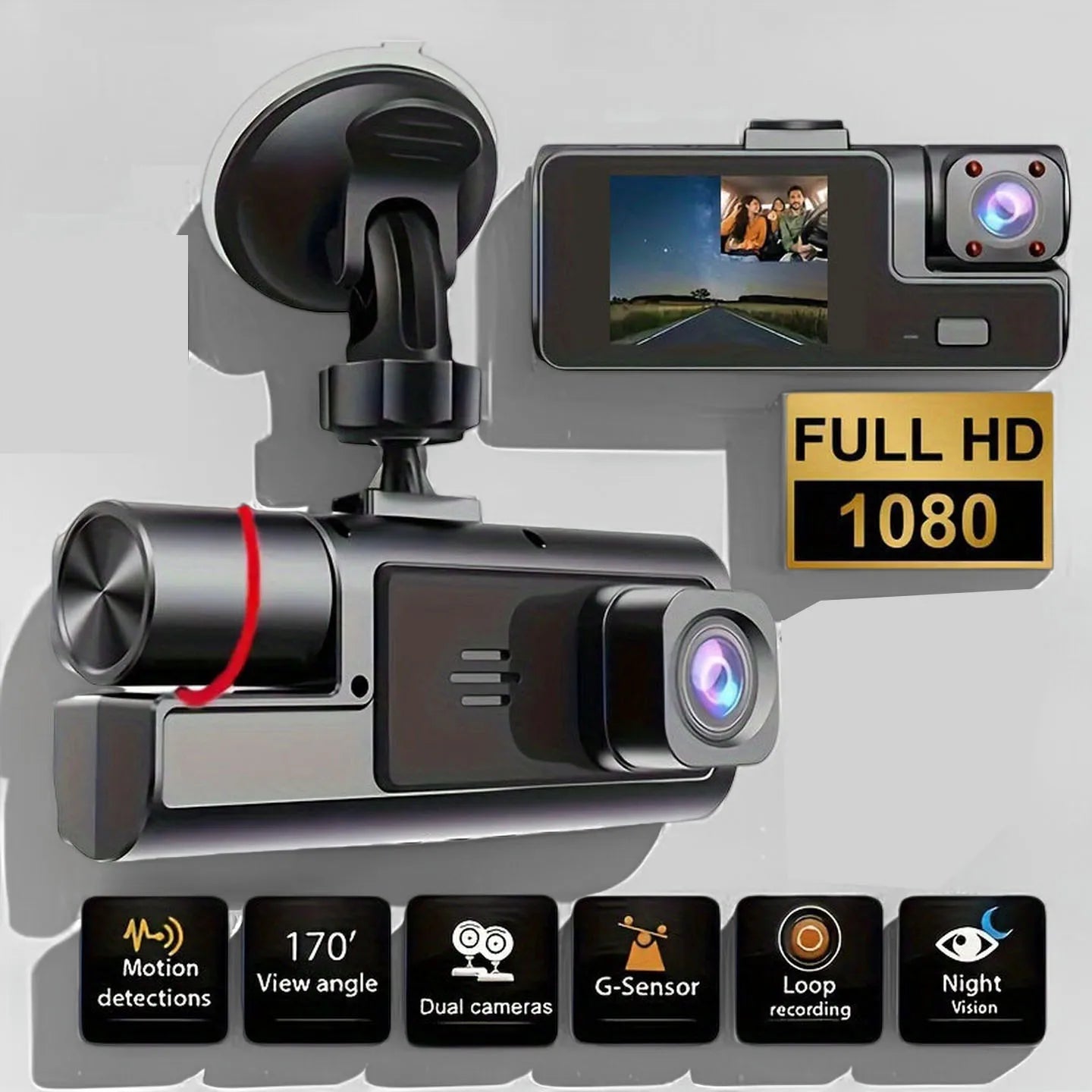 High-performance 3-lens dash cam With motion detection and parking mode record automatically when it detects a collision or …