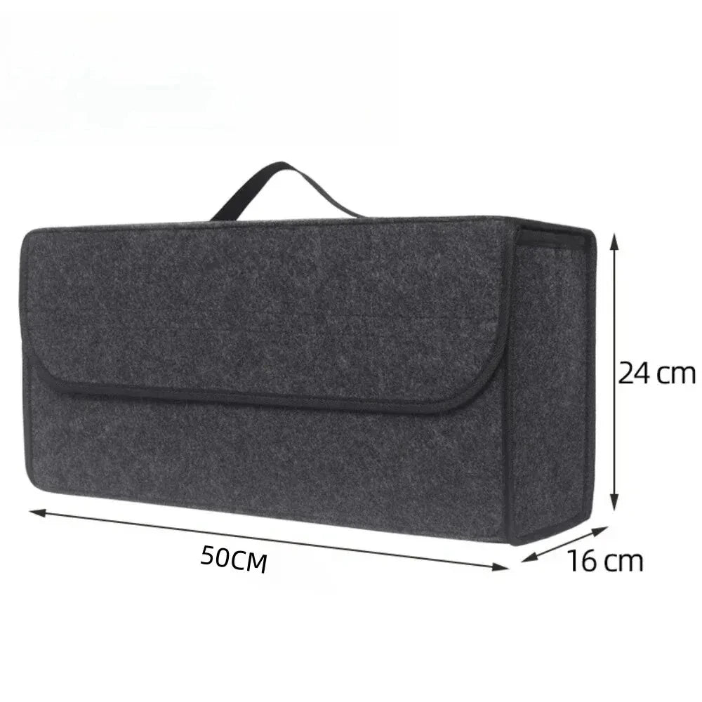 Car Trunk Soft Organizer Felt Storage Box Accessories Large Anti Slip Compartment Boot Storage Organizer Tool Car Storage Bag