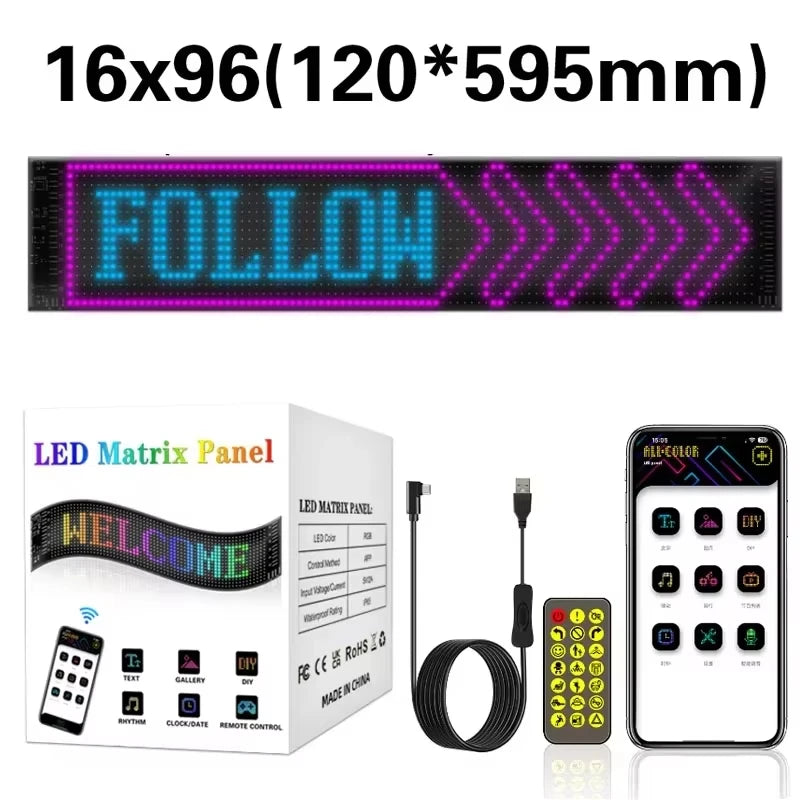 Dynamic Devil Eyes Light for Car Truck Windshield Programmable LED Display Flexible Soft Screen DIY Bluetooth APP Remote Control