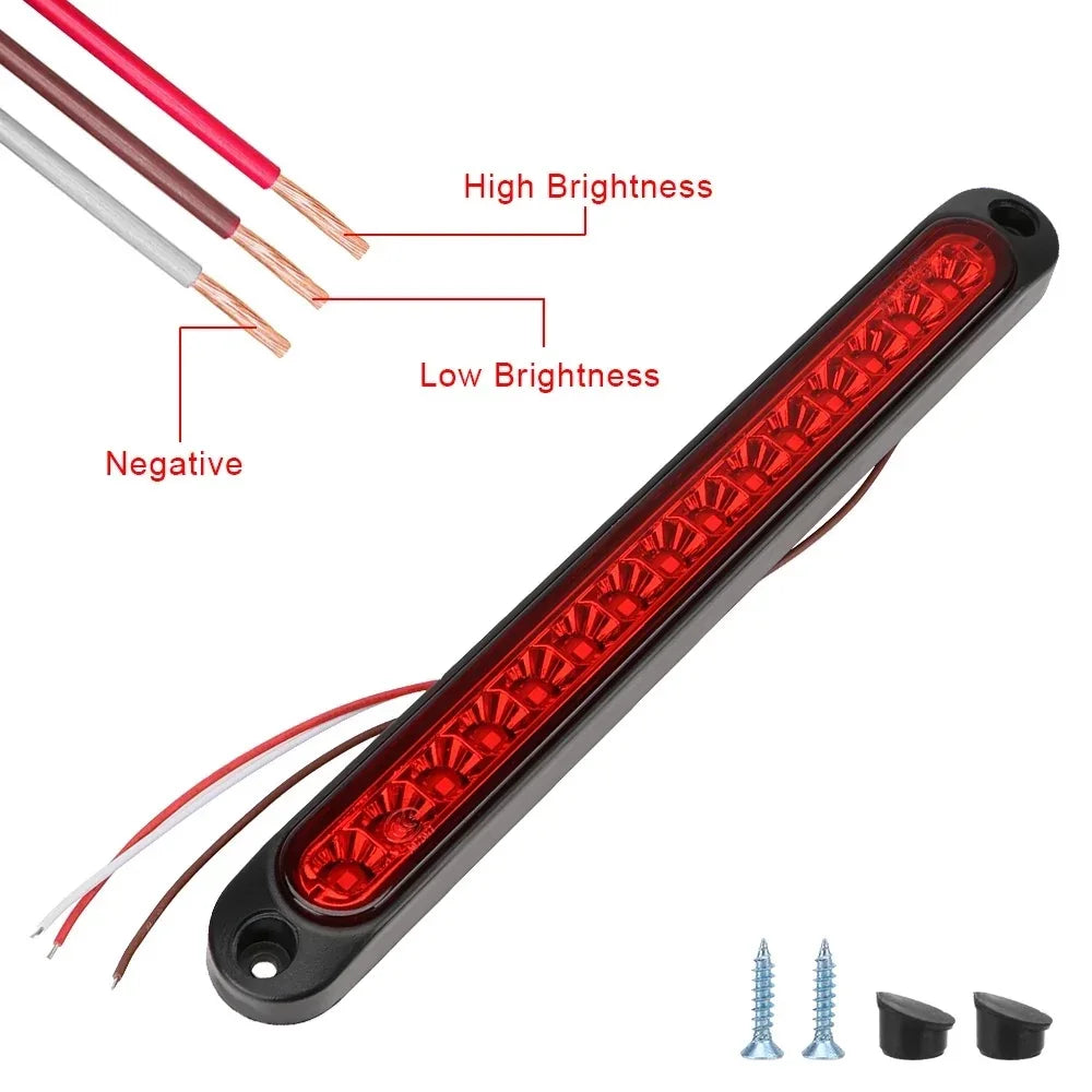 Car Light Bar 15-LED, Multi-Function Brake/Signal/Side Marker/Turn Warning Rear Light for Truck SUV RV 12V/24V