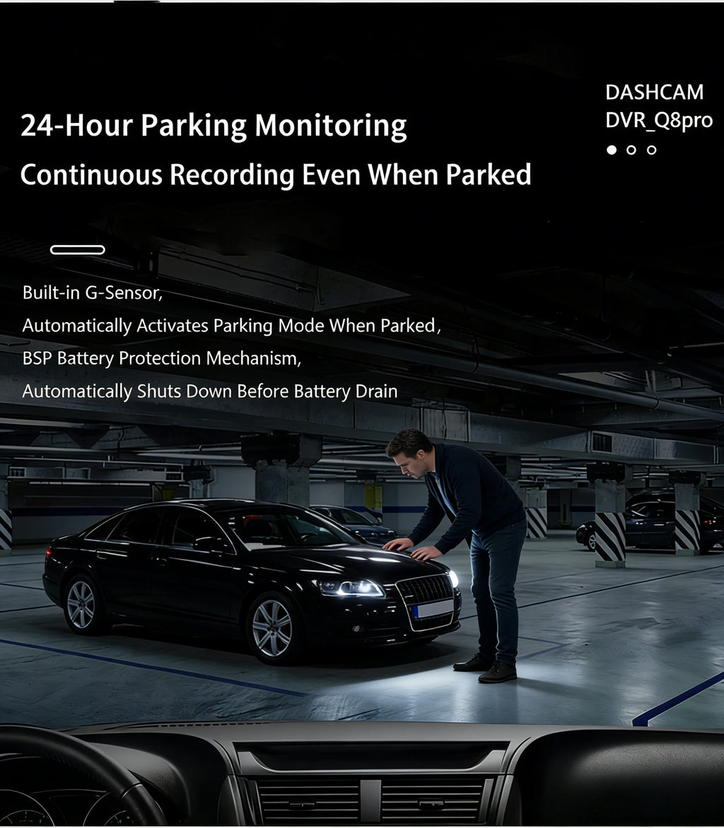 3-Lens Dash Cam 2K+1K+1K Ultra Wide Angle Front/Inside/Rear WiFi Car Camera Recorder