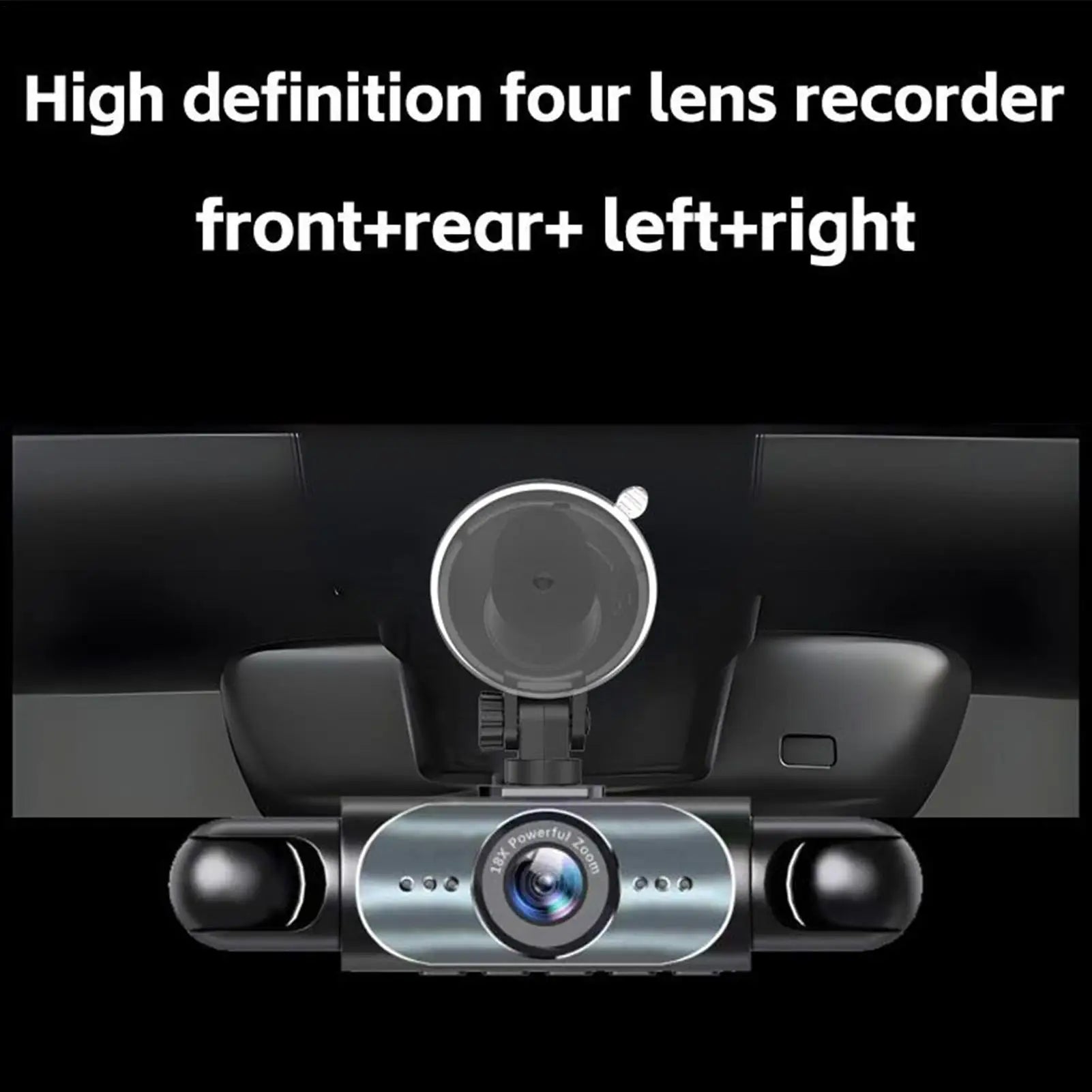 Dash Cam 4 Channel Battery Powered Dash Cam 1080P Monitor with 32G Card Rear Reversing Image for Left Right Front Blind Spot