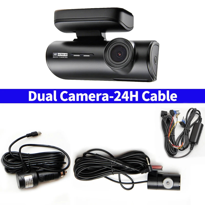 4K+1080P Ultra HD Dash Cam WiFi Car DVR GPS Dual Dash Camera APP Control Video Recorder Night Vision G-Sensor Loop Recording