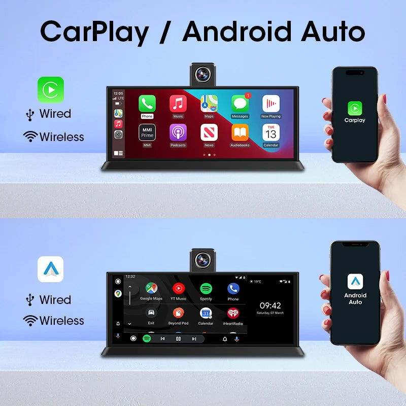 10/11.26" 4K ADAS Car DVR 360° Rotate Dashcam 1080P Rear Camera Wireless Carplay&Android Auto Adas GPS Navigation Dual Recording