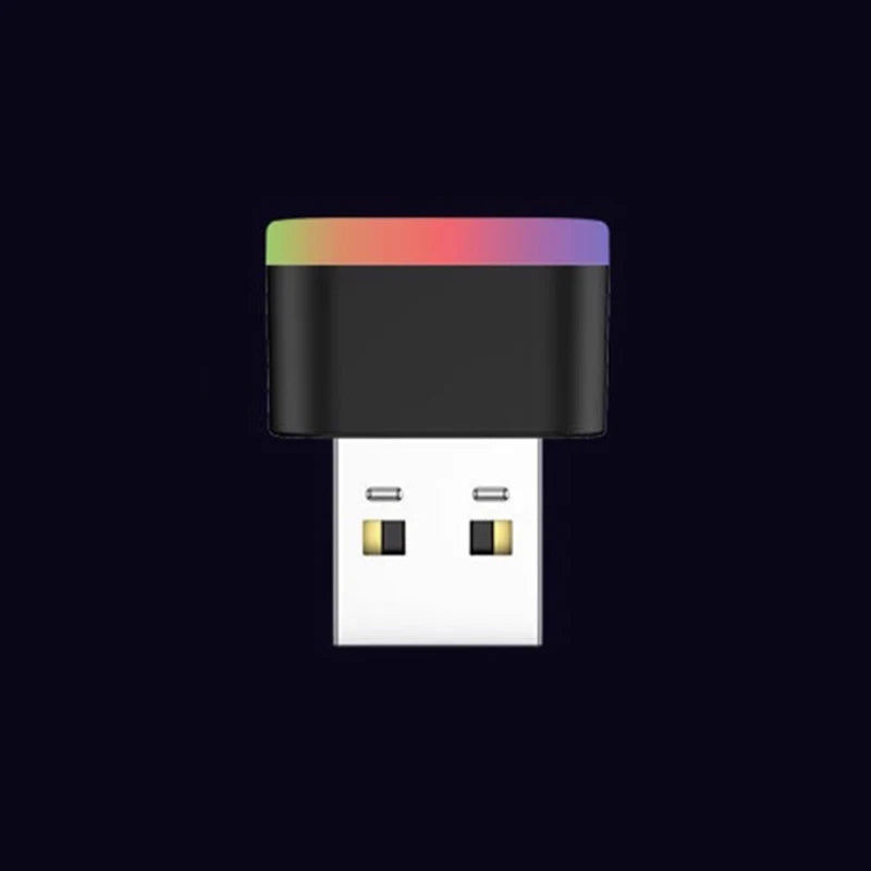 Car USB Rainbow Ambient Light Floor LED Light for Car Modification Wireless Decor No-Wire Mini Lamp