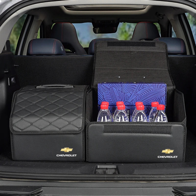 Car Trunk Organizer Box Leather Suitcase Foldable Storage Bin For Chevrolet Cruze Spark Captiva Suburban Camaro Malibu Silverado