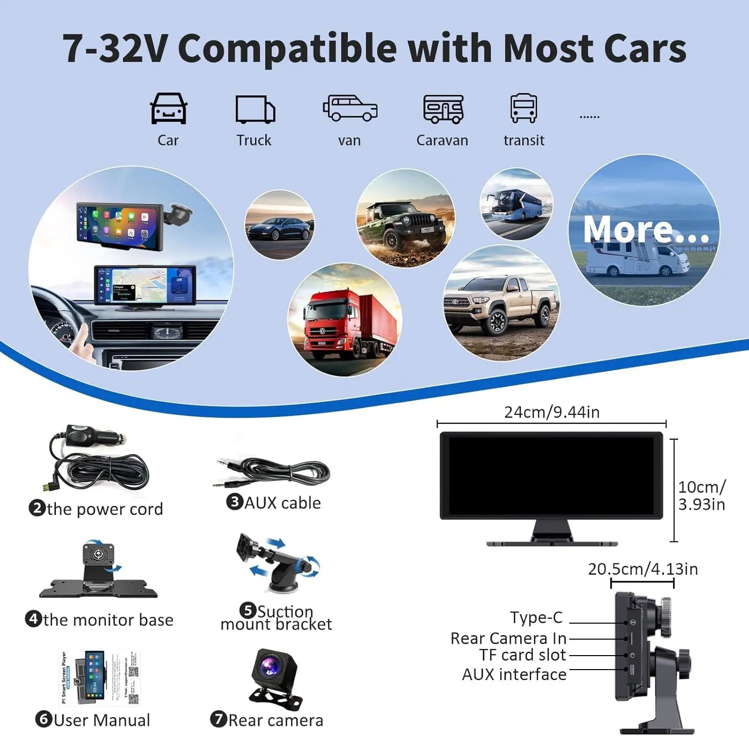 Universal DashCam 10.33" Car Intelligent 4K Car DVR Dash Cam Wireless CarPlay & Android Auto MP5 Bluetooth WIFI Rear Reversing