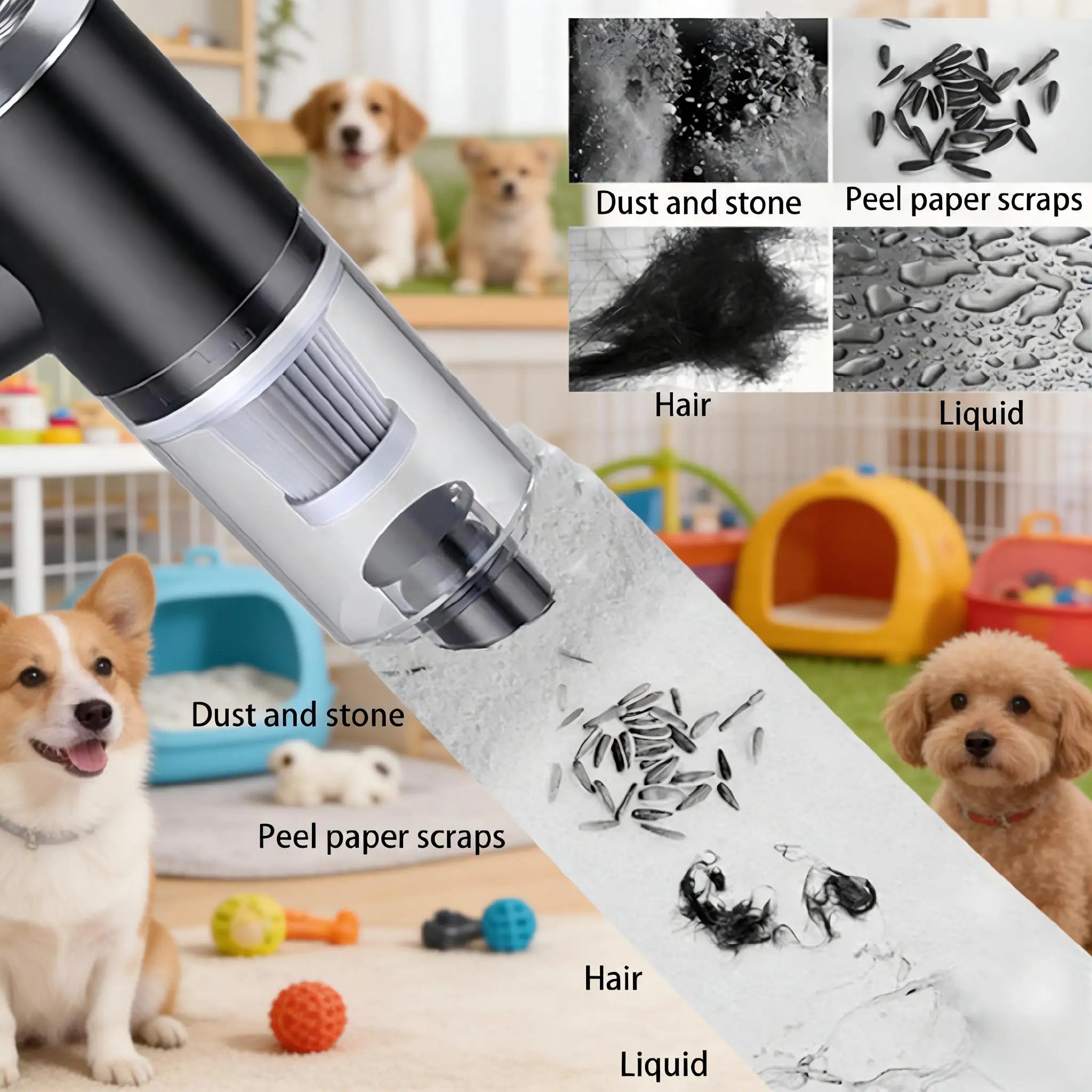 Handheld Car Vacuum 6000Pa 3In1 Cordless Vacuum LED Light 120W High Power Air Duster Black Portable Auto Home Office Pet
