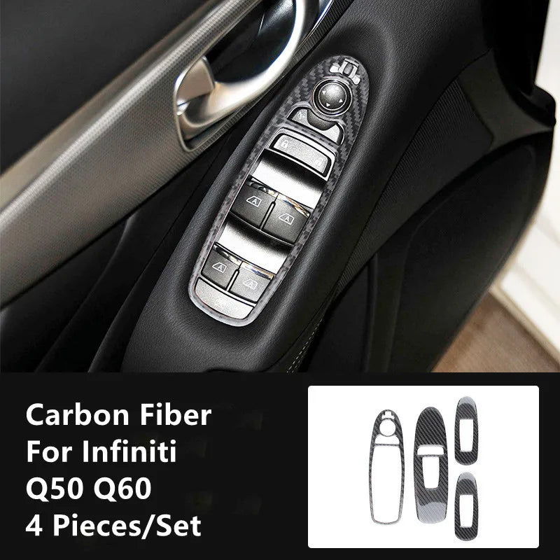 Carbon Fiber Car Interior Modification Cover Trim Strips Decorative Stickers For Infiniti Q50 Q60 Car Styling Inner Accessories