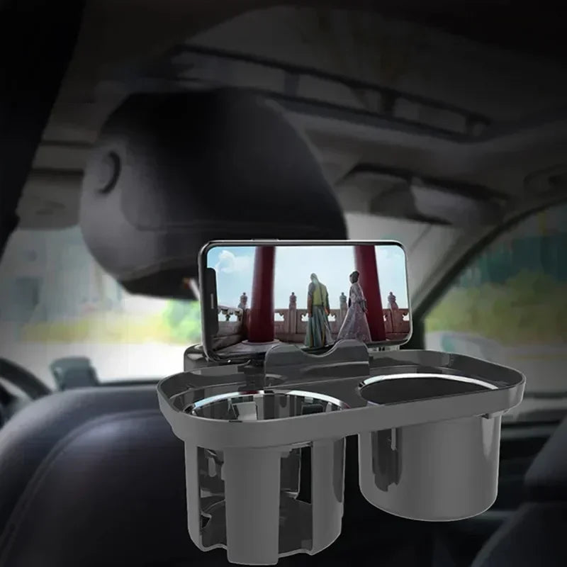 Car Headrest Cup Holder Seat Back Organizer Car Rear Seat Cup Holder Storage Tray with Mobile Phone Holder Car Accessories
