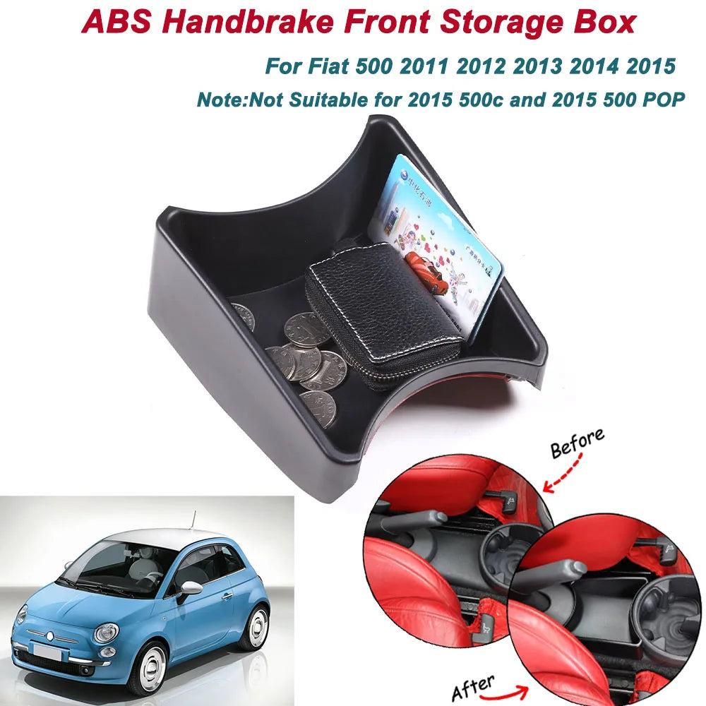 Brand New Car Interior Accessories ABS Handbrake Front Storage Box For Fiat 500 2011-2015 Black