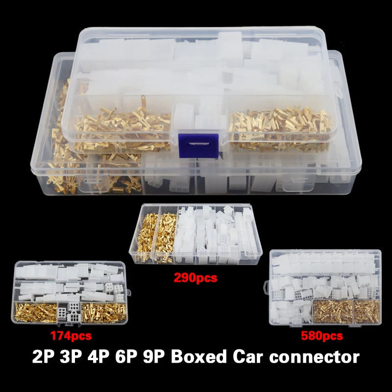 NEW Car Motorcycle Electrical Connectors: 2.8mm 2 3 4 6 9 Pin Wire Terminal Hooks for Male & Female Terminals Assorted Kit