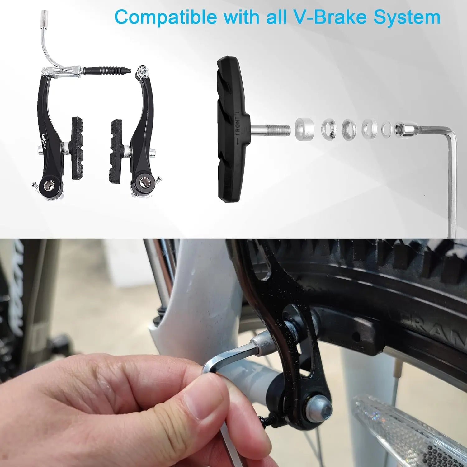 Bicycle Brake Pads with Installation Tool Disc Brake Pads for Cruiser MTB Mountain Bicycle Universal V-Brake Blocks