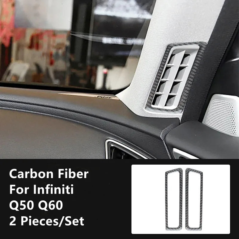Carbon Fiber Car Interior Modification Cover Trim Strips Decorative Stickers For Infiniti Q50 Q60 Car Styling Inner Accessories