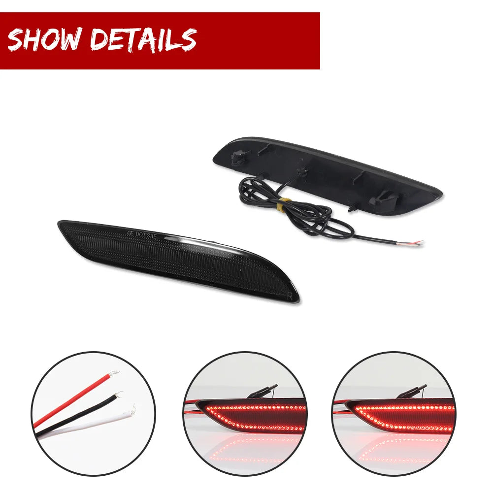 Red LED Rear Bumper Reflector Tail/Brake Lights Rear Fog Lights For Chrysler Pacifica Voyager 2017 2018 2019 2020 2021 2022 2023