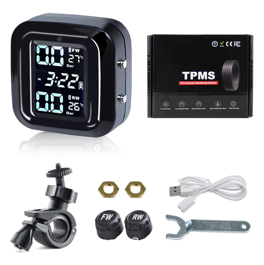 TPMS Motorcycle Tire Pressure Sensors Motor TMPS Tire Pressure Monitoring System 2 Wheel Tyre External Sensor for Motorbike