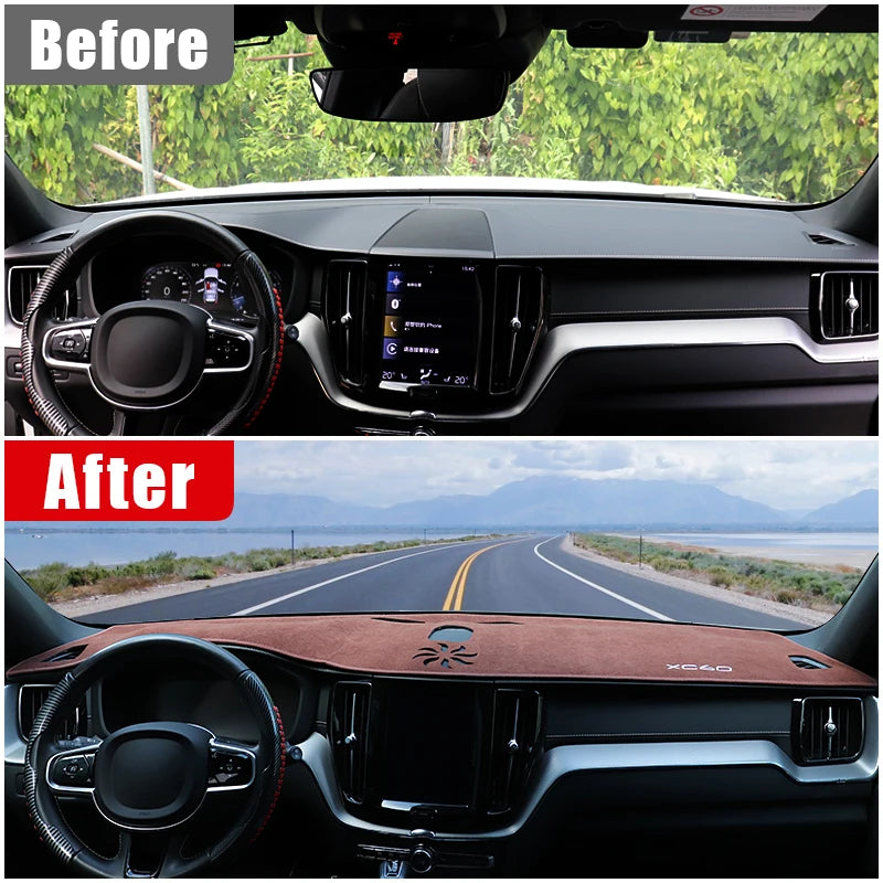 Car Dashboard Cover Avoid Light Pad Sun Shade Mats Non-Slip Case Anti-UV Carpets For Volvo XC60 2018 2019 2020 2021 2022 2023