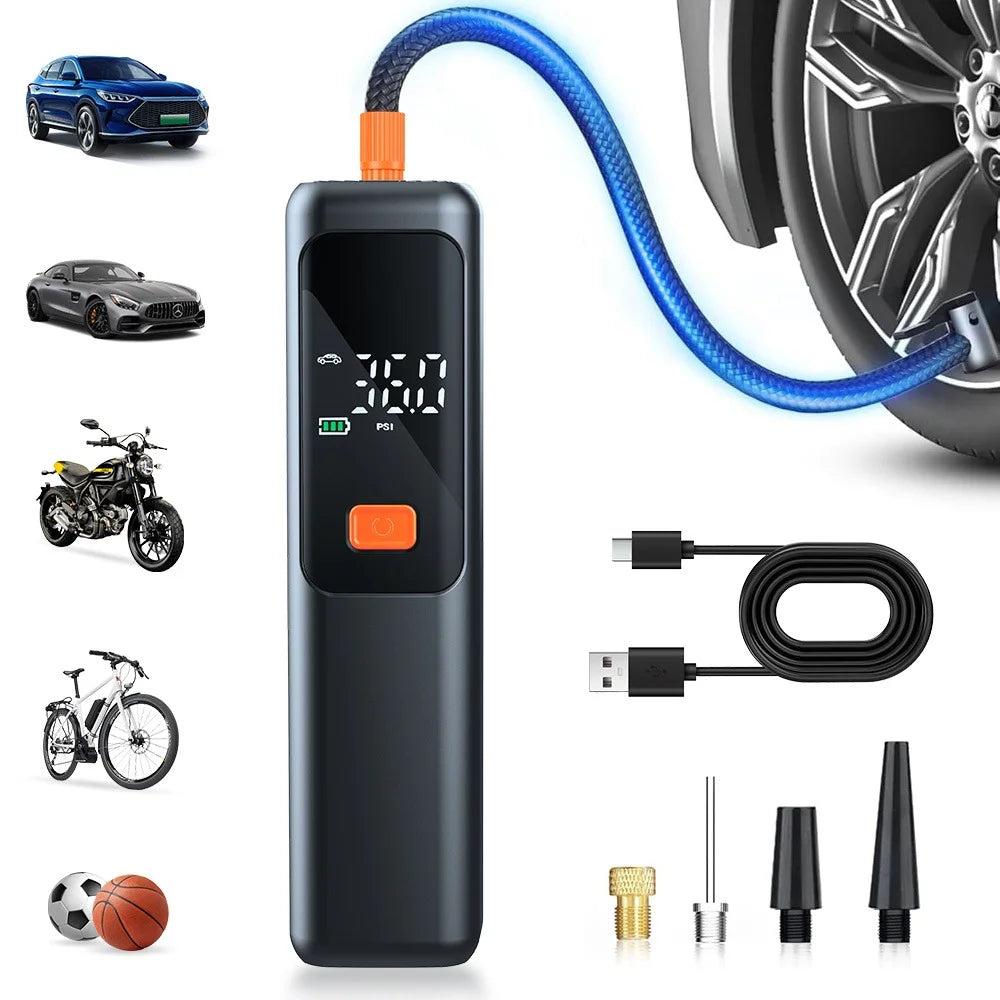 Wireless Portable 150PSI Tire Inflator Electric Air Pump Rechargeable Digital Pressure Gauge Auto Shutoff LED Light for Car Bike