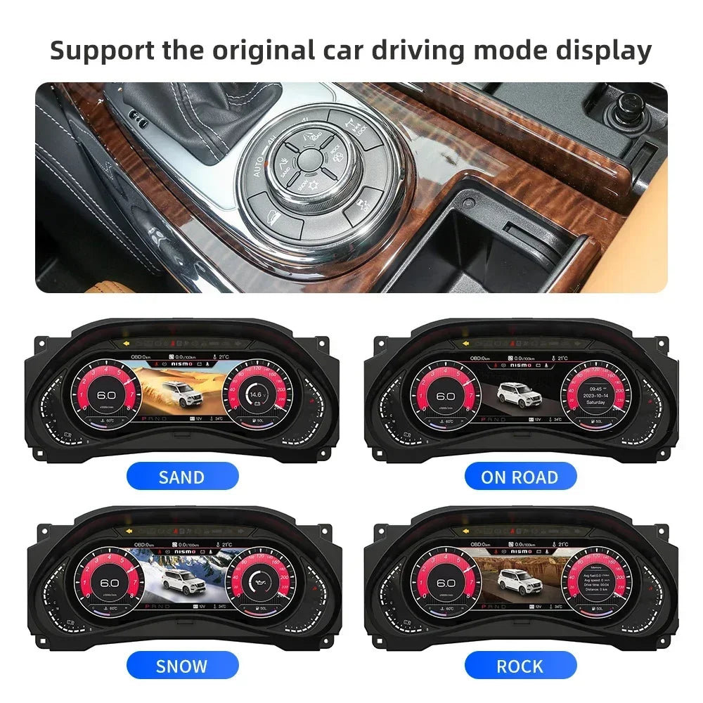 12.3" Digital Instrument Cluster for Nissan Patrol Armada Y62 LCD Dashboard Plug and play Original Car Cockpit Digital Kilometer