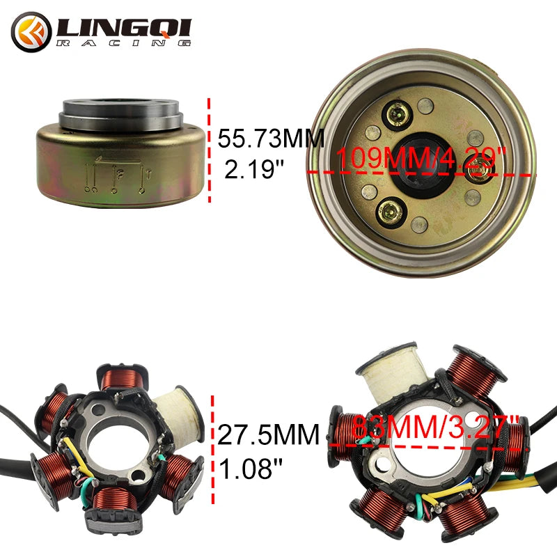 LINGQI Motorcycle Spare Engine Parts Magneto Stator Coil With Flywheel Rotor For GY6 50cc Generator Dirt Bike Accessories